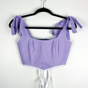 Hand Crafted Lilac Polka Dot Corset Top – Y2K Retro Sweetheart Vibes